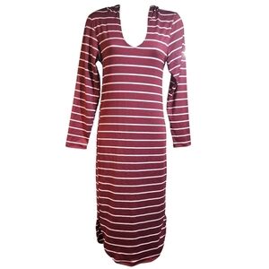 Capella Womens Red Striped Hoody Lightweight Midi Dress Size M